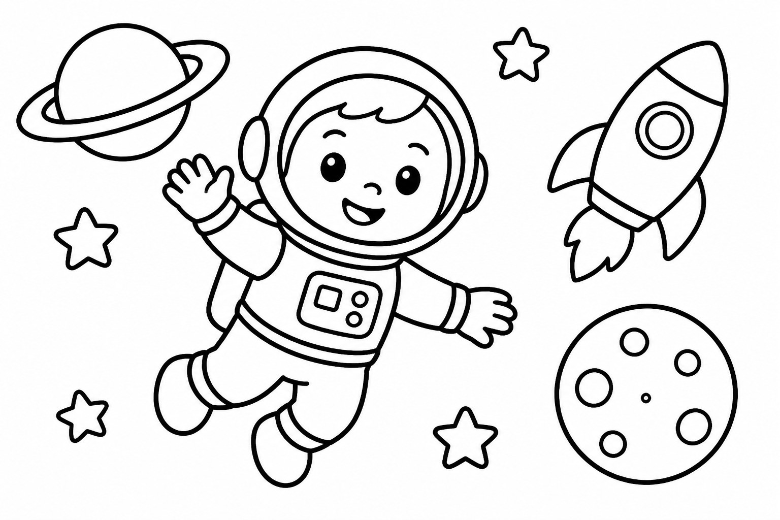 Kolorowanka astronauta do druku dla dzieci