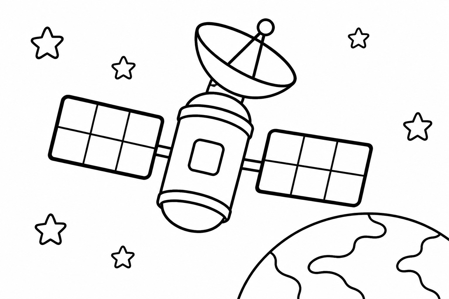 Kolorowanka satelita do druku dla dzieci